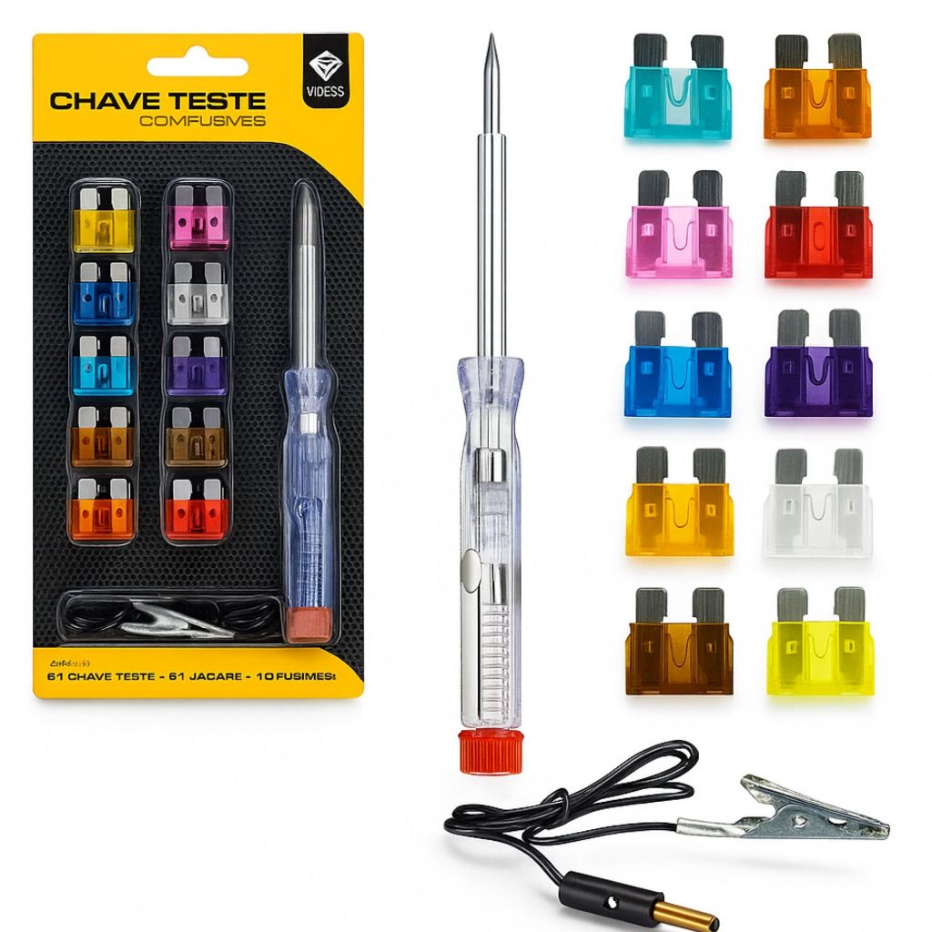 Chave Teste com Fusíveis Automotiva 12V 24V + Jacaré | Kit House Tools Zein em Oferta na Shopee