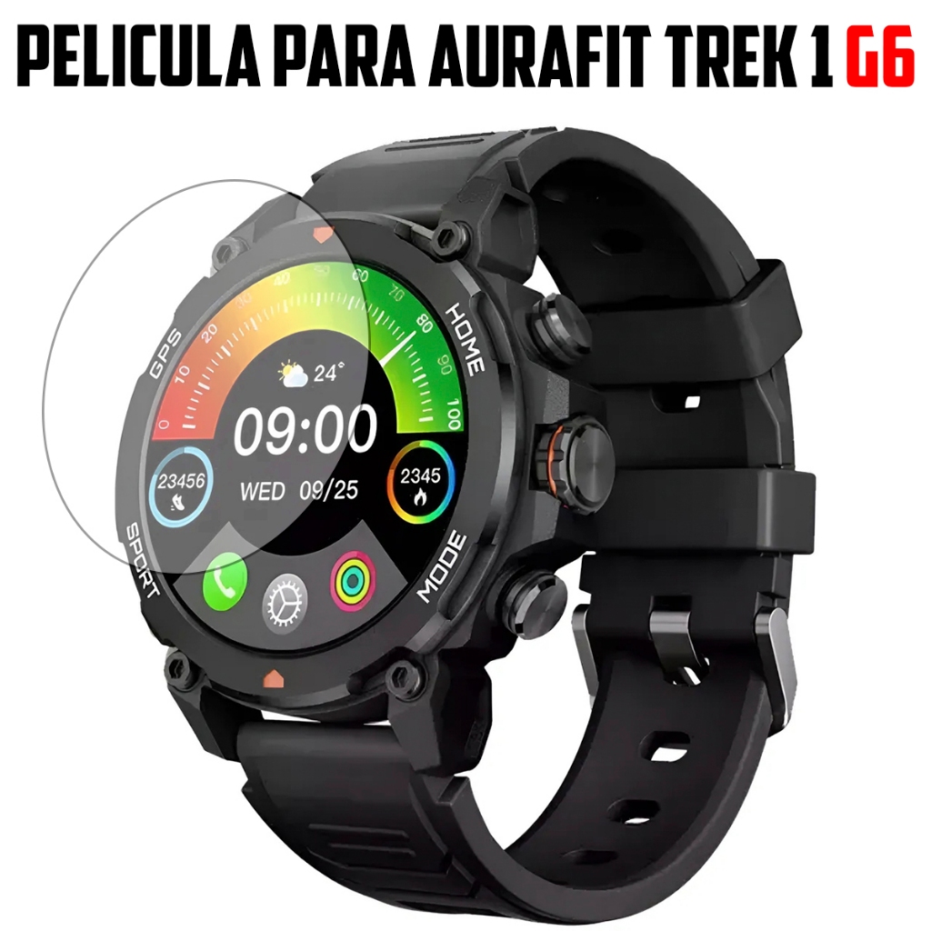 Película para Smartwatch Aurafit TREK 1 G6 de vidro temperado Proteção de Tela