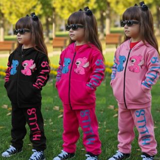 Conjunto Infantil Feminino de Inverno Stitch 2 Peças Casaco e Calça Confortável em Oferta na Shopee