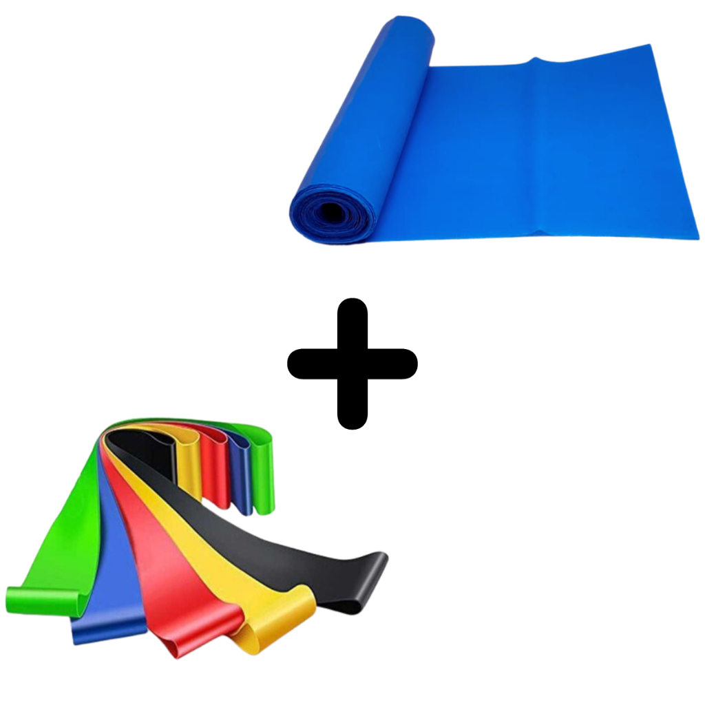 Kit Faixa Elástica + 5 Mini Band Exercício Cross Funcional Fisioterapia Alonga Thera Elástico Treino