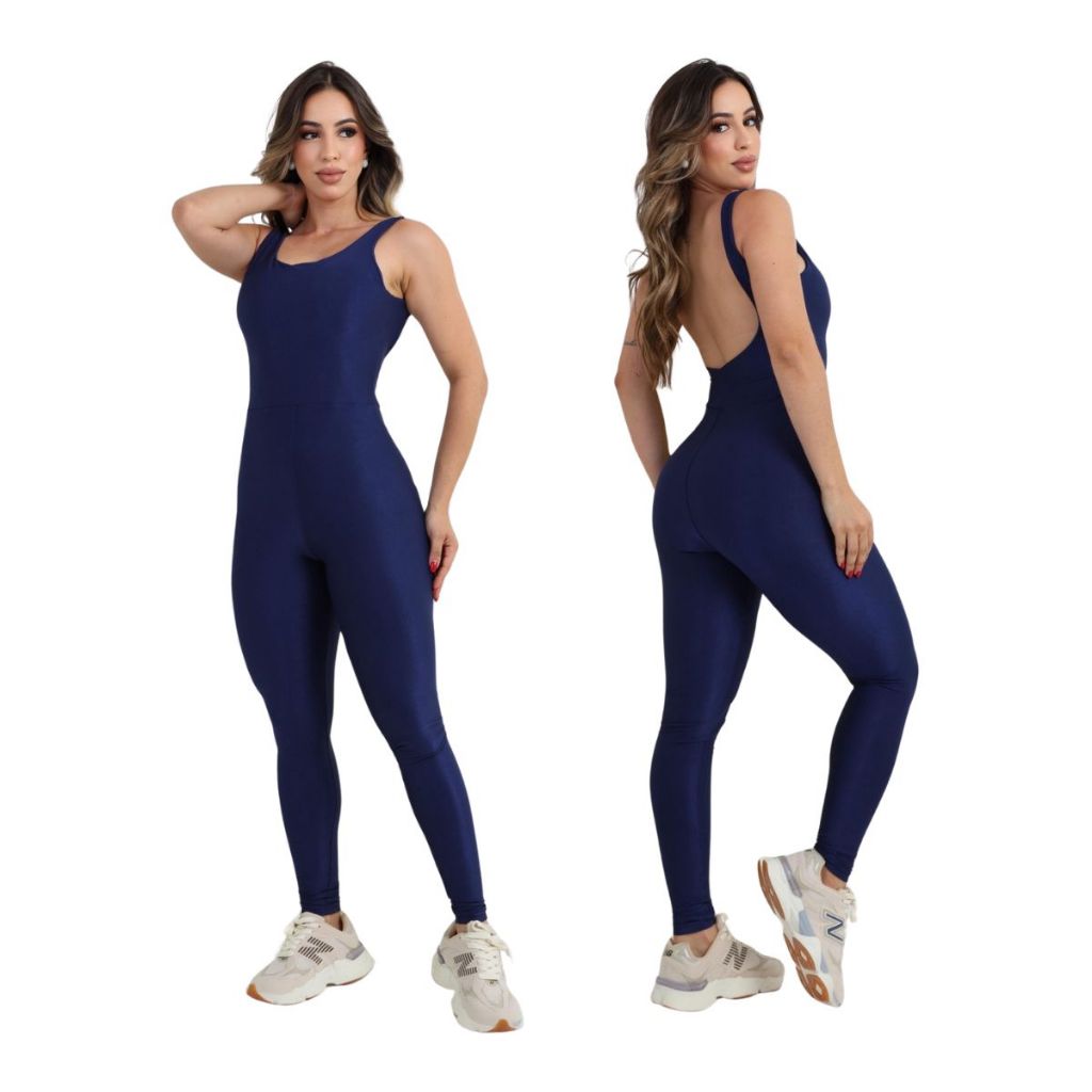 Macacão Esportivo Feminino Poliamida Canelada – Toque Aveludado e Alta Compressão