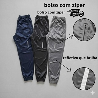 Kit 3 Calças Jogger Unissex Refletiva Esportiva Tecido Chimpa Academia Corrida Casual Masculina Feminina envio imediato