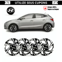 Kit 4 Calotas Aro 14 Hb20 2024 Diamantada Hb20s Capa de Roda Com Emblema Calotinha
