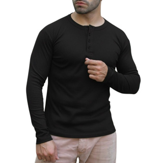 Camiseta Henley J Silver Slim Fit Manga Longa 4 Botões - Disponível em 5 cores em Oferta na Shopee