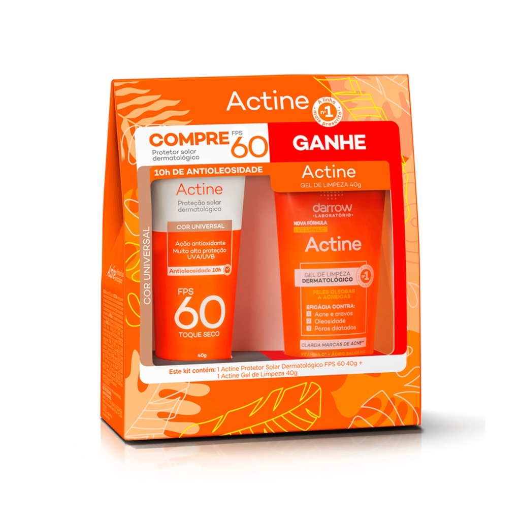 Kit Protetor Solar Actine Darrow FPS60 40g + Gel Limpeza 40g