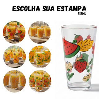 Copos Conic Mix Estampado Red Fruits, Jogo de Copo Vidro 6 Peças 415ml - Ruvolo em Oferta na Shopee