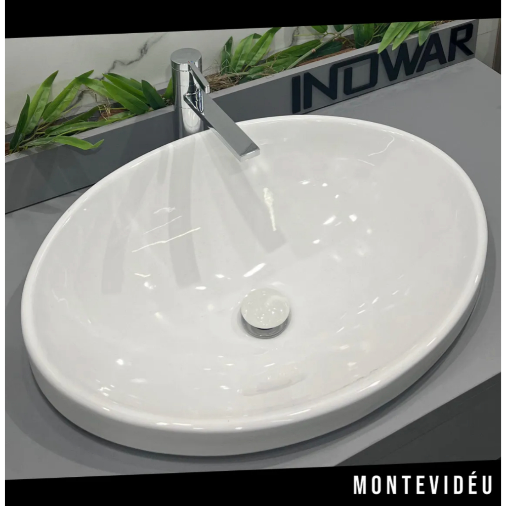 Cuba 61x46 de Porcelana Louça Montevideo Branca com Válvula Click Para Seu Banhe
