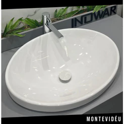 Cuba 61x46 de Porcelana Louça Montevideo Branca com Válvula Click Para Seu Banheiro Lavabo