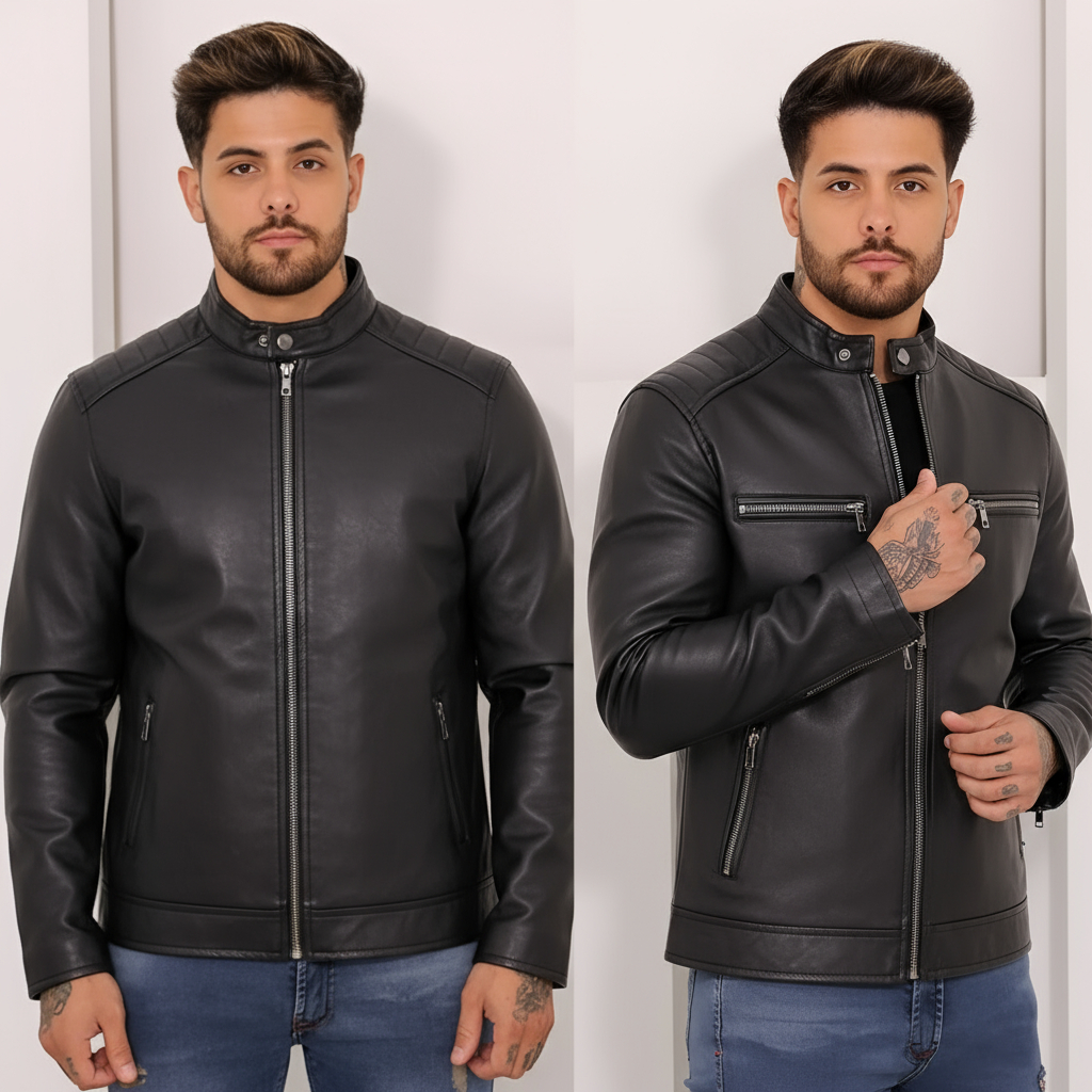 Jaqueta De Couro Masculina Slim Resistente Inverno Casual