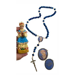 Kit - Imagem de resina Nossa Senhora da Salette 8,5 cm + terço de cristal de Nossa Senhora de La Salette em Oferta na Shopee