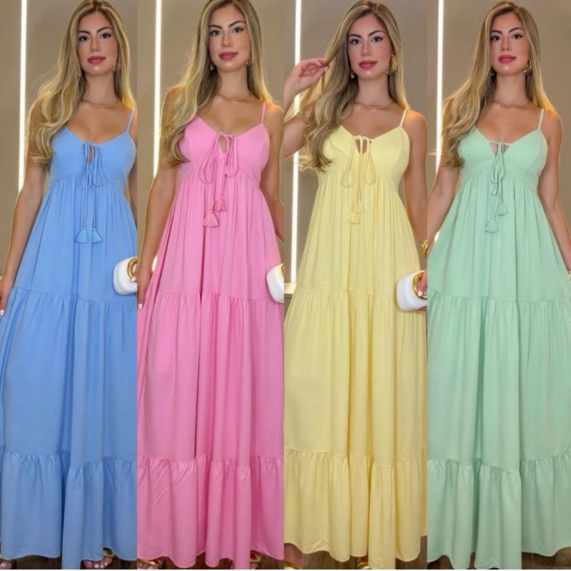 Vestido longo Grécia | Várias cores~Elegante em Oferta na Shopee
