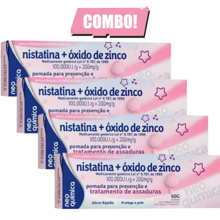 Kit 4 Pomada para Assaduras Nistatina + Óxido de Zinco 60g Neo Quimica em Oferta na Shopee