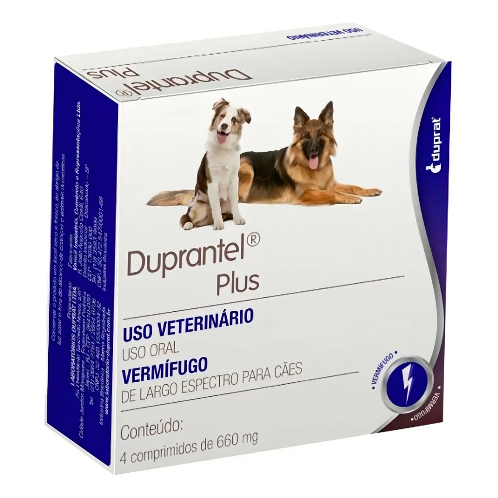 Duprantel Plus Vermífugo Cães 4 Comprimidos Verme Nematódeos