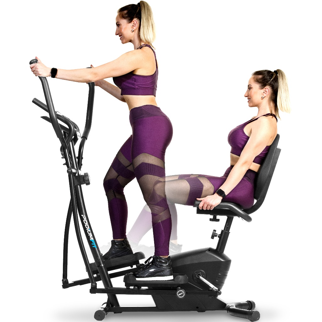 Elíptico e Bicicleta Ergométrica PodiumFit EH100 2em1 Silencioso