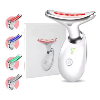 Massageador Facial LED 7 Cores - Modos, Aparelho Anti-Rugas para Rosto e Pescoço, Tratamento Estético Vibratório com Luz em Oferta na Shopee