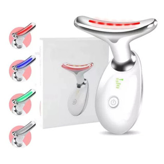 Massageador Facial LED 7 Cores - Modos, Aparelho Anti-Rugas para Rosto e Pescoço, Tratamento Estético Vibratório com Luz