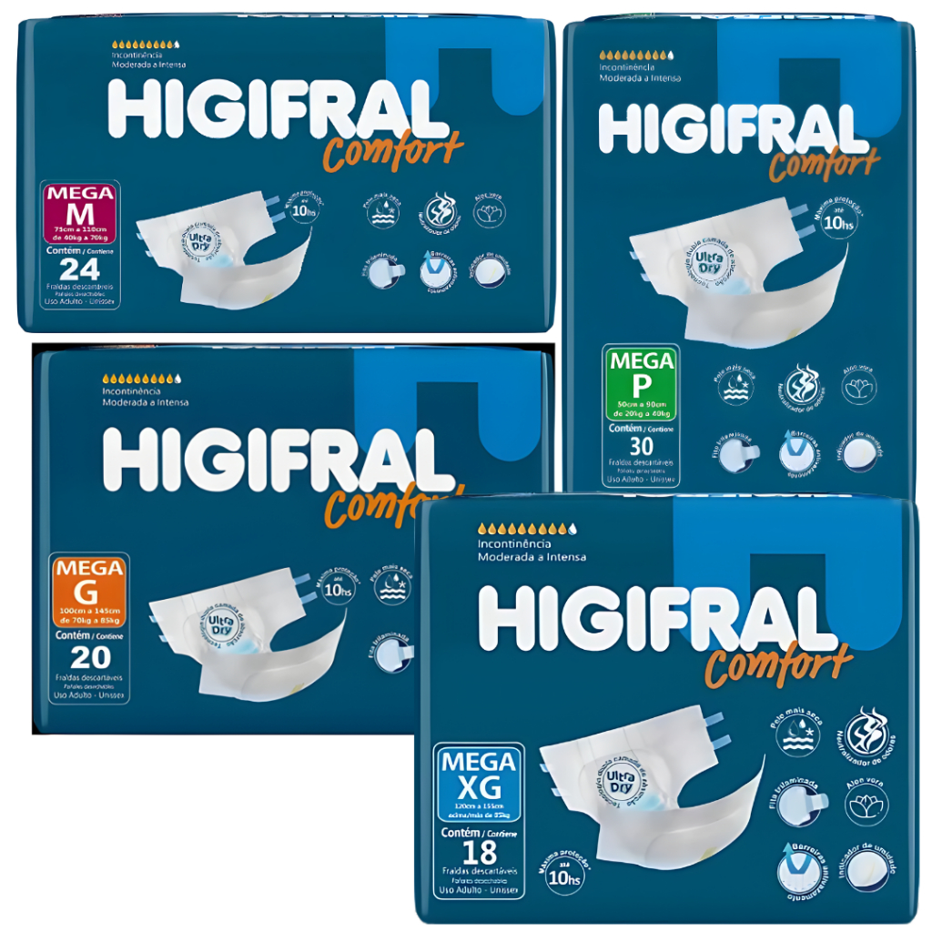 Fralda Geriátrica Adulto Higifral Confort Mega Conforto e Proteção 1 Pacote em Oferta na Shopee