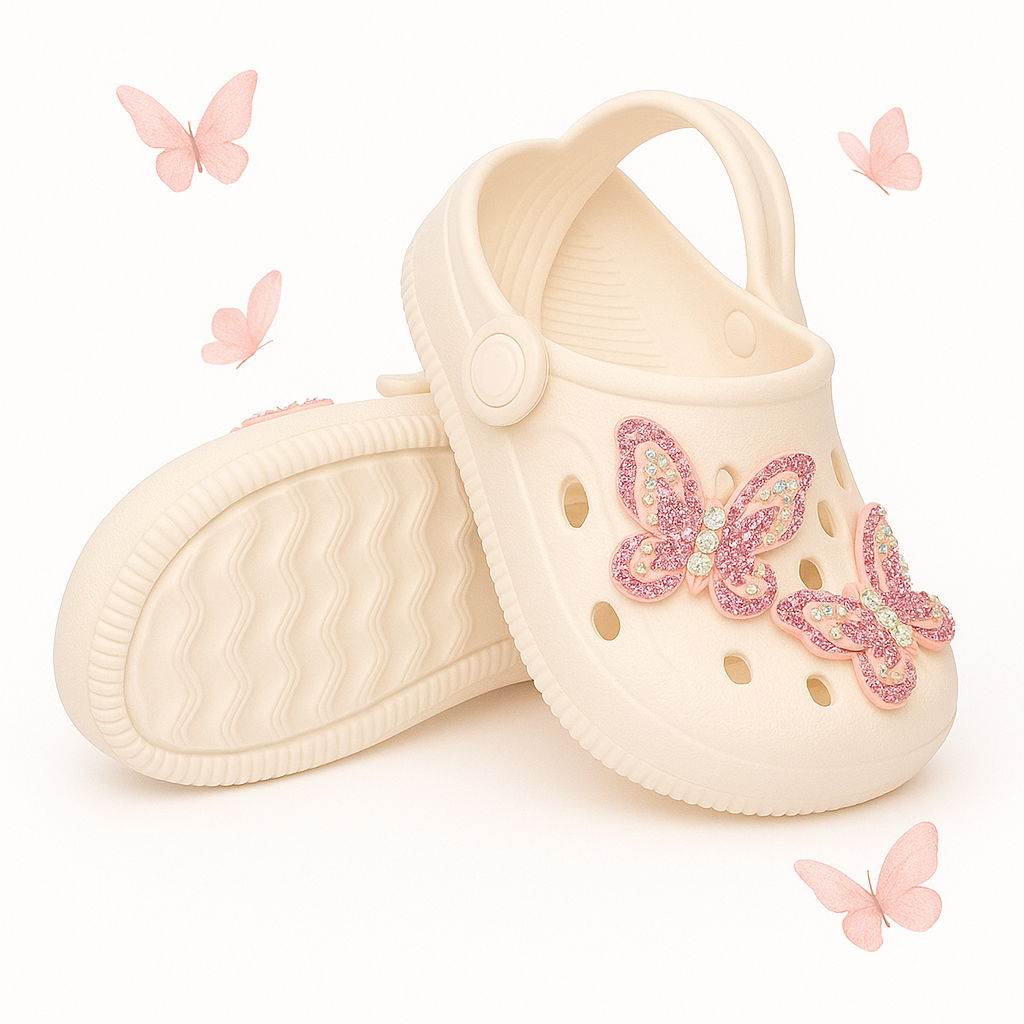 Sandalia babuche infantil menina feminino  borboletas strass  lançamento