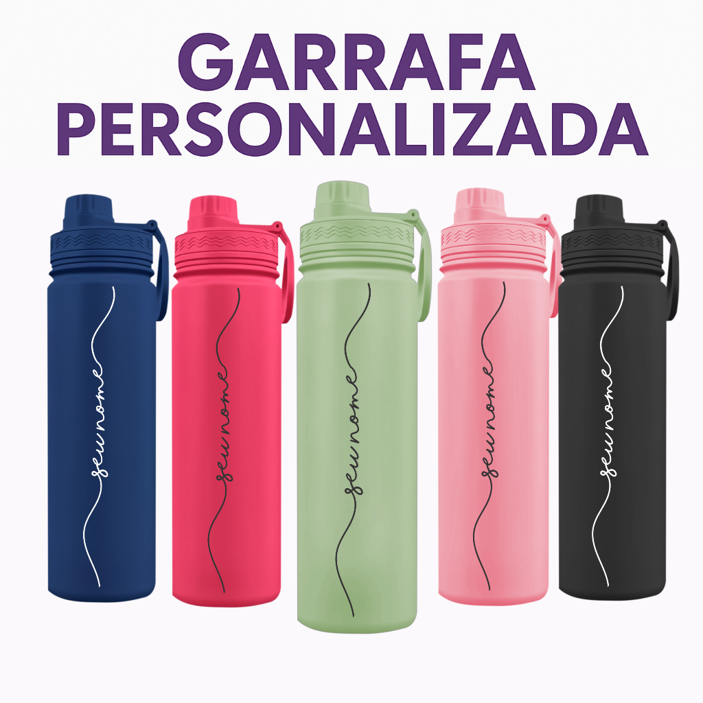 Garrafa Fresh Térmica Personalizada Com Nome - Fonte Shorelines em Oferta na Shopee