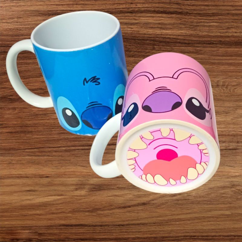 Caneca Bocão Stitch e Angel - Unidade