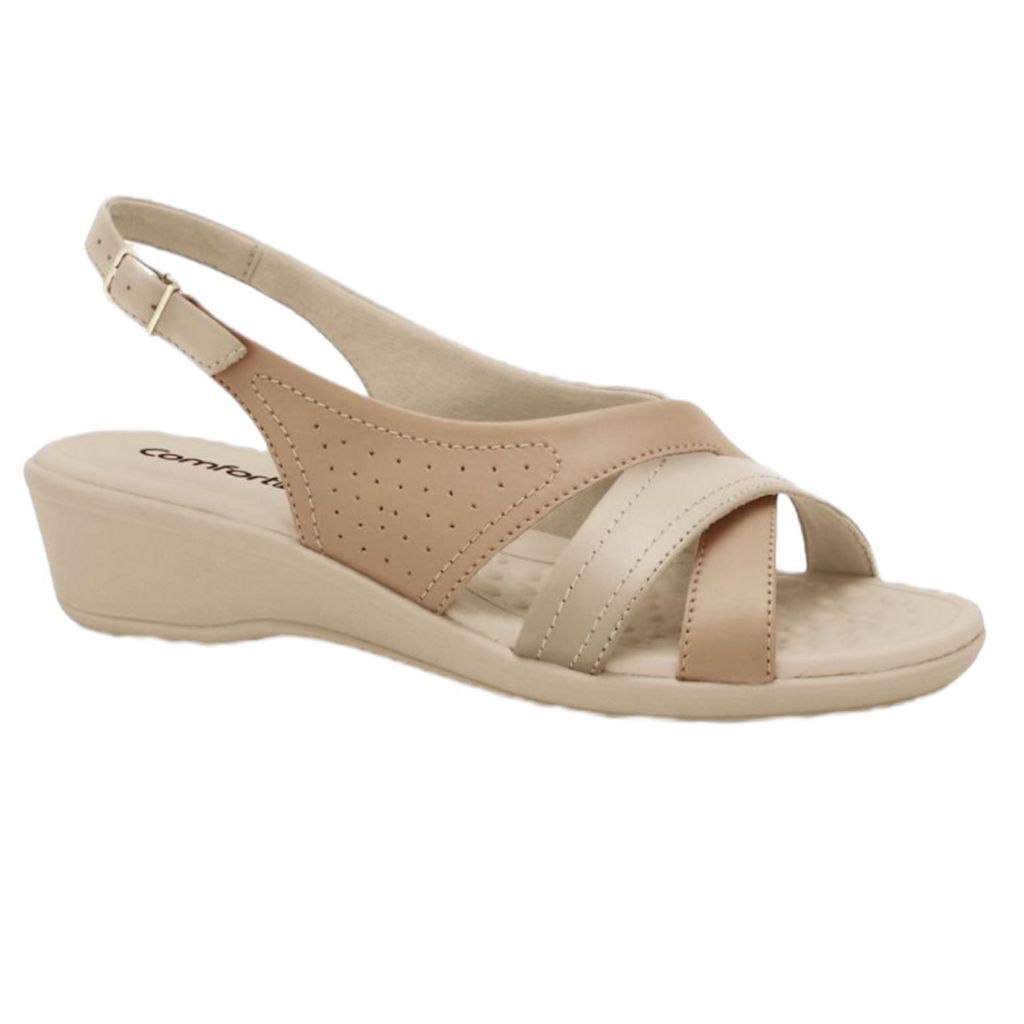 Sandália Feminina Comfortflex Conforto Salto Baixo Anabela Massageador