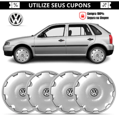 Kit 4 Calota Aro 13 Gol Parati G3 2000 Á 2005 Com Emblema Calotinha
