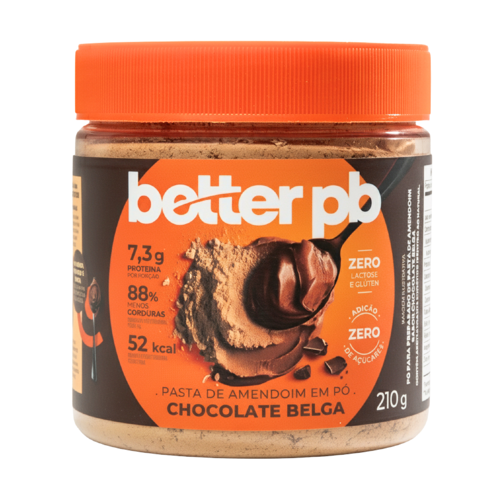Pasta de Amendoim em Pó 210g Sabor Chocolate Belga 7.3g de Proteínas - Better pb