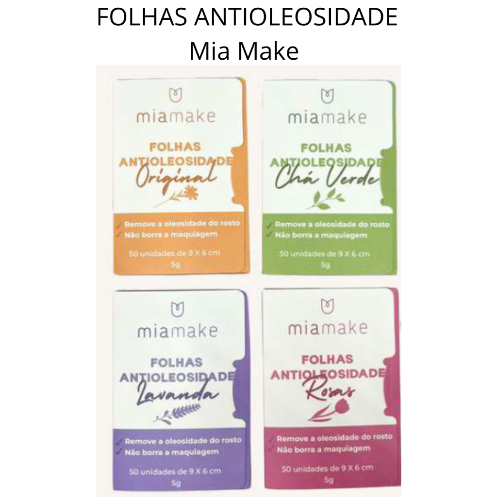 Kit 4 Folhas antioleosidade - Mia make