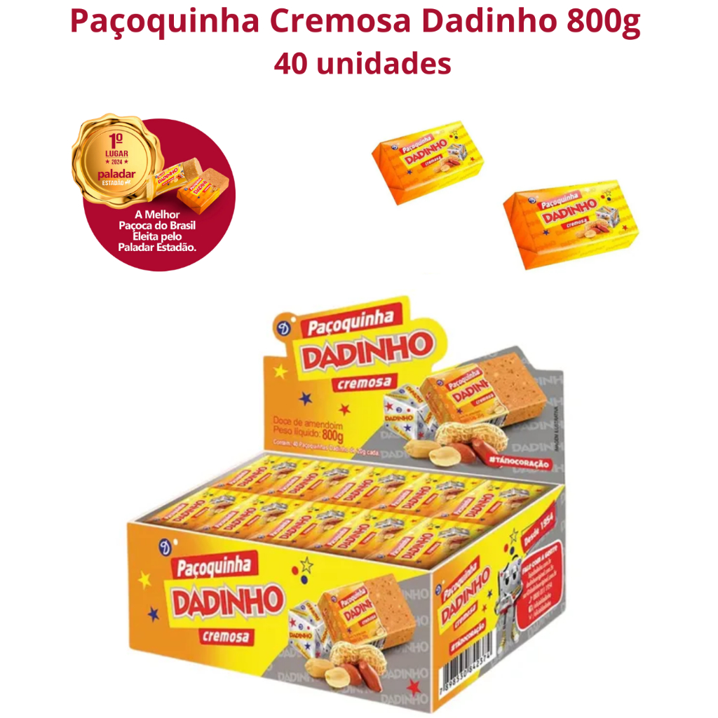 Paçoquinha Cremosa Dadinho 800g   40 unidades de 20g em Oferta na Shopee