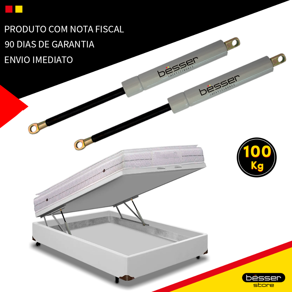 Par Amortecedor a Gás Para Cama Box Baú 1000n 100kgf MG20181 Pistão a Gás Cama Box Baú Casal em Oferta na Shopee