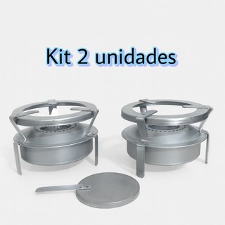 Kit 2 Fogareiros espiriteira fogão portátil a álcool sem pintura