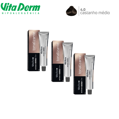 KIT COM 3 TONALIZANTE PRO ICF 4.0 CASTANHO MÉDIO 60GR VITA DERM