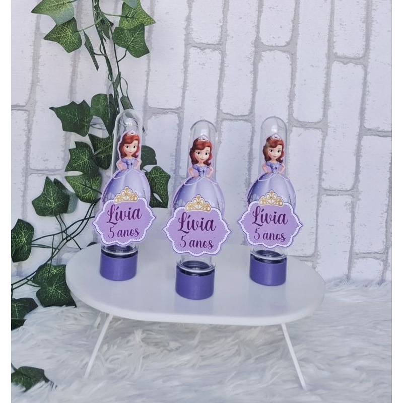 Kit 20 Aplique 3D para Tubete Personalizado Lembrancinha Tema Princesa Sofia
