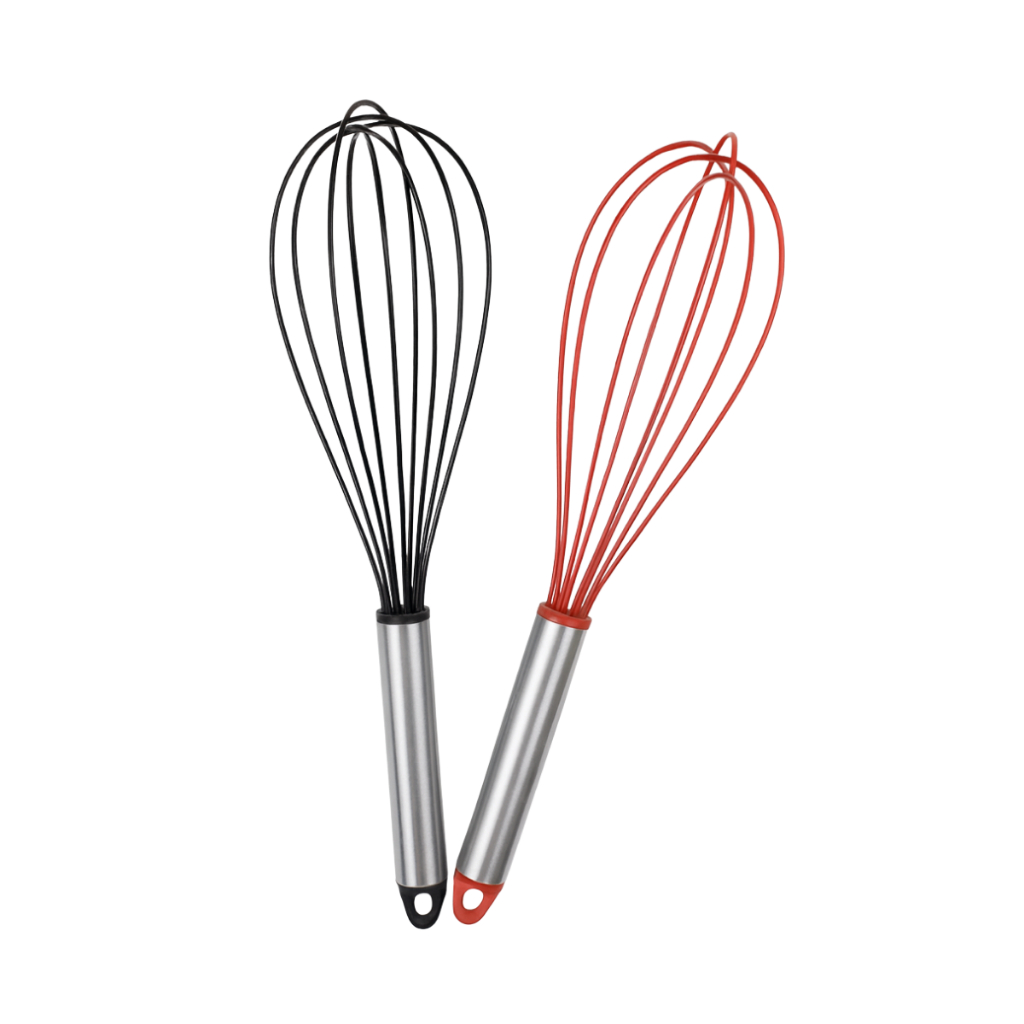 Kit 2 Batedor Manual Fio Silicone 30cm Com Cabo Cor Sortida  Batedor de Bolo e Massas Fouet Ovos Mexidos