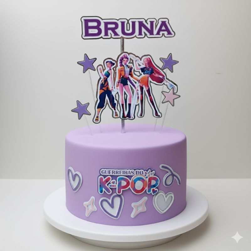 Topo de bolo Guerreiras do KPOP - Decoração de bolo - Topper para bolo K POP  - GUERREIRAS DO K-POP - Hucetrix
