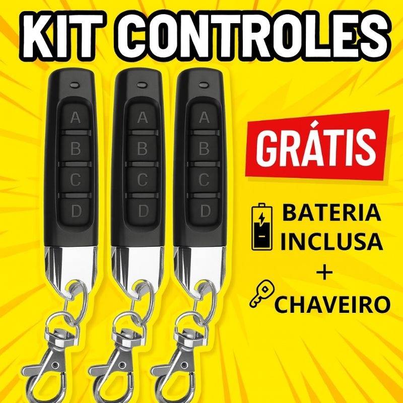 Controle Portão Automático 433MHz – Slim, Eléctrico, 4 Funções, Controle para Garagem e Residencial em Oferta na Shopee