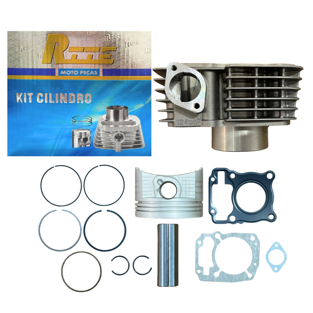 Kit Cilindro Motor Camisa Pistão e Anél Honda CG Fan e NXR Bros 125 de 2009 até 2018 em Oferta na Shopee