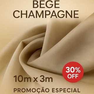 Tecido Voal Liso Bege Champagne 10m x 3m Cortina 30% OFF