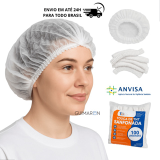200 Unidades Touca Descartavel Tnt Branca Com Elastico Sanfonada Reutilizavel Cozinha Resistente em Oferta na Shopee