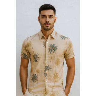 Camisa Social Havaina Masculina Manga Curta Verão em Oferta na Shopee