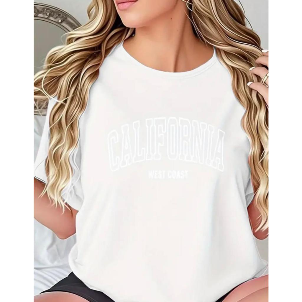 Camiseta Blusa Feminina Despojada Estilosa Estampada California