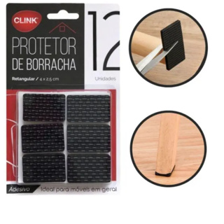 Protetor Borracha 12 unidades Retangular Pé de Cadeira moveis garagem com adesivo multiuso em Oferta na Shopee
