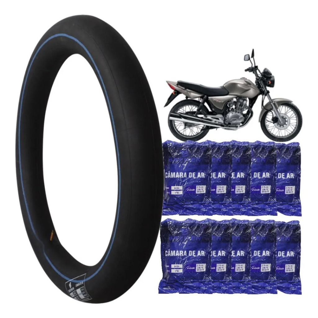 Câmara de Ar Bremen P/Moto 8454 10 UNIDADES TR-4 CG TITAN E FAN 2.75-18 90/90-18 3.00-18