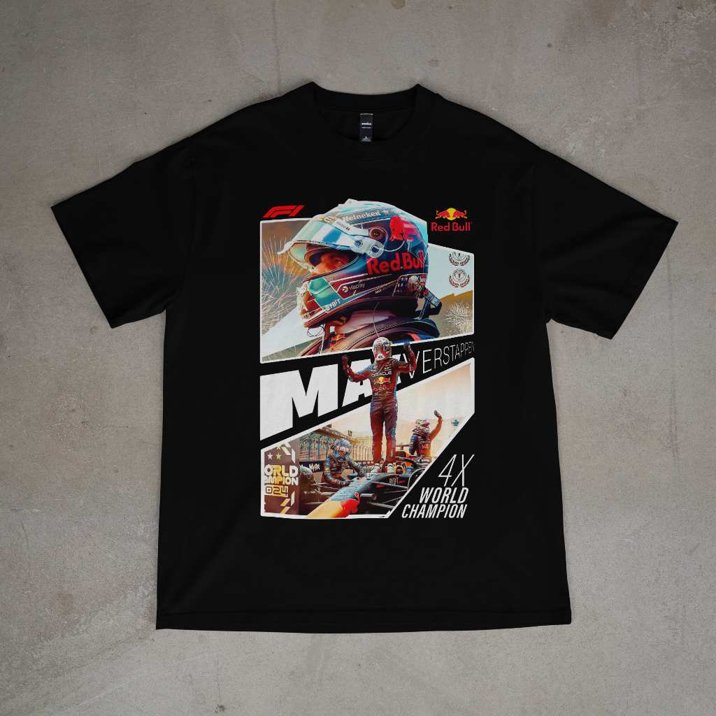 Camiseta Max Verstappen 4x World Champion 100% Algodão Unissex