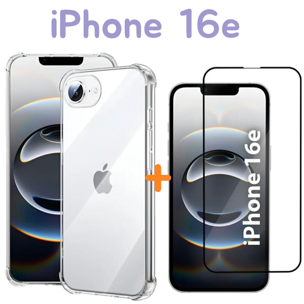 Capa transparente + película 3D Apple capinha anti impacto iPhone 16e