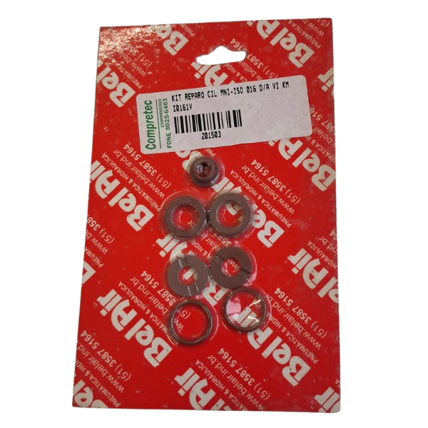 Kit de Reparo Cilindro Hidráulico/Pneumático Ø16 BelAir HMI-ISO – Modelo 10161V