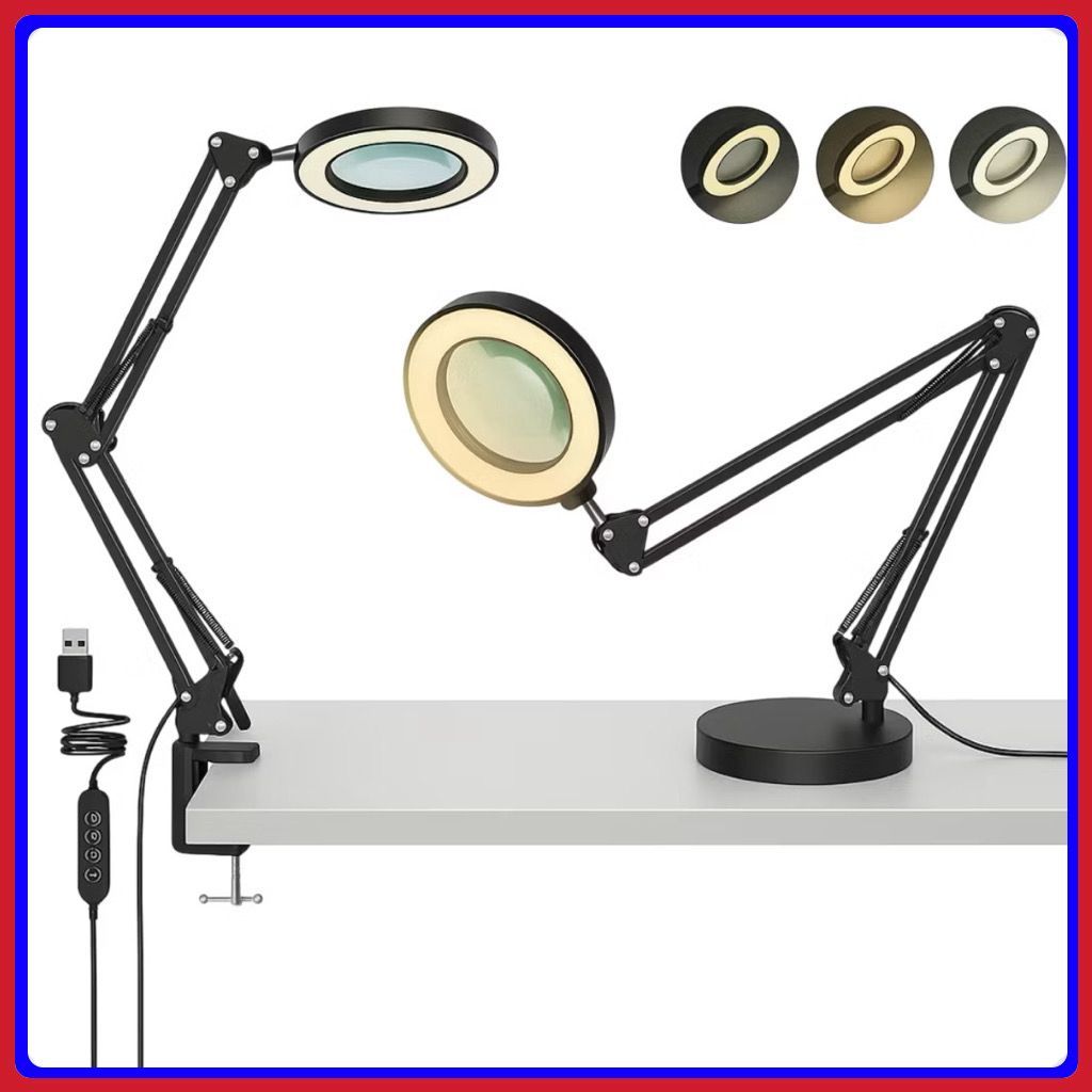 Luminária de Mesa Com Lupa 8X Iluminação LED Ring Light Ajustável para Leitura, Manicure e Detalhes em Oferta na Shopee