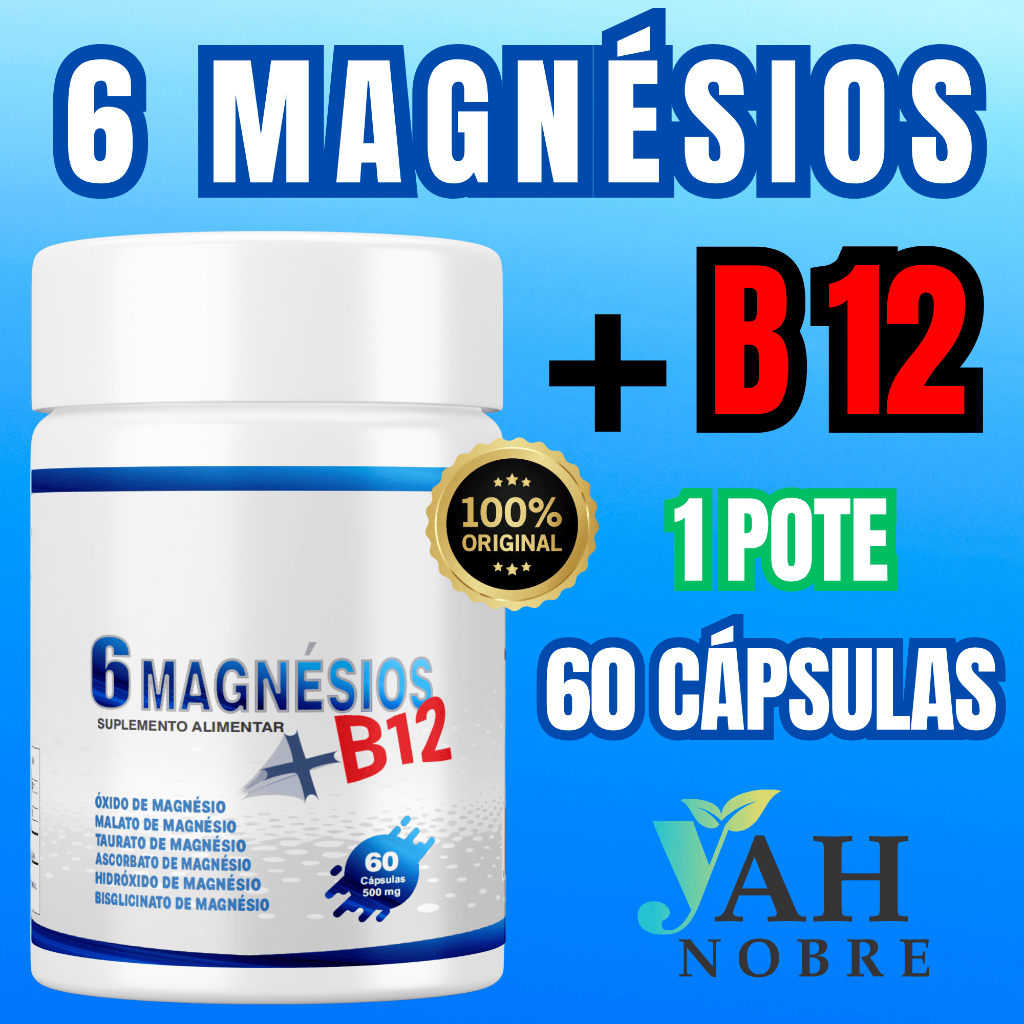Metilcobalamina (B12) + 6 Magnesio em Capsulas Taurato de Magnésio Óxido de Magnésio Malato