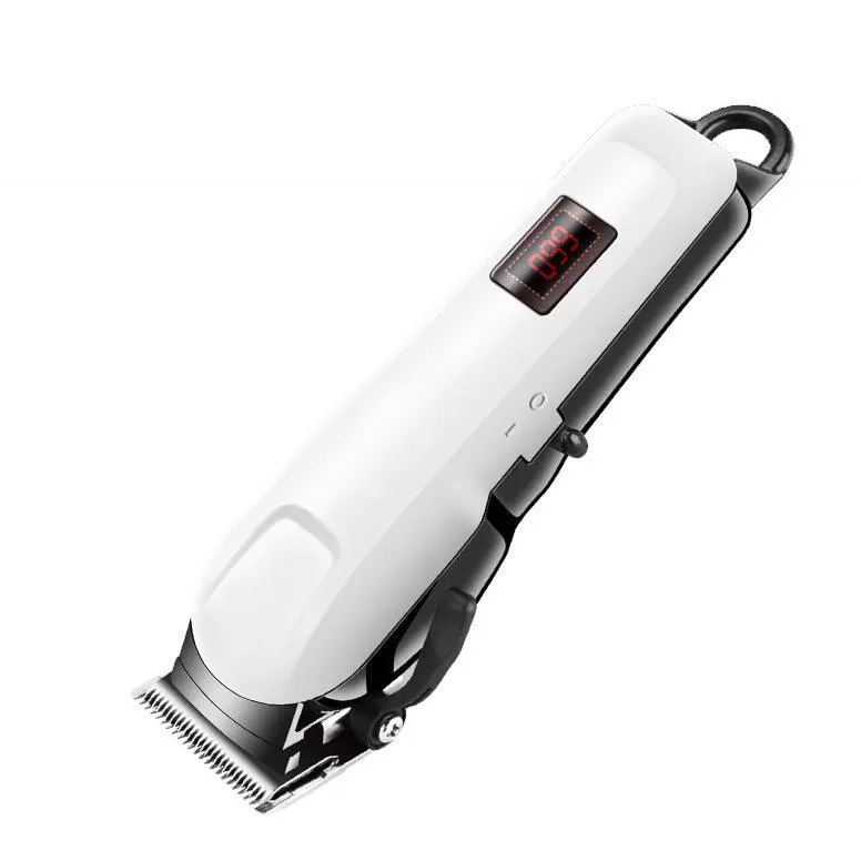 Máquina De Cortar Cabelo Profissional Sem Fio Portátil com Visor Display Digital Branco UM-T500 em Oferta na Shopee