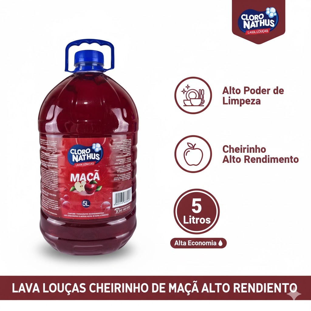 Detergente 5 Litros Cheirinho De Maçã - Limpeza Profunda E Economia Garantida